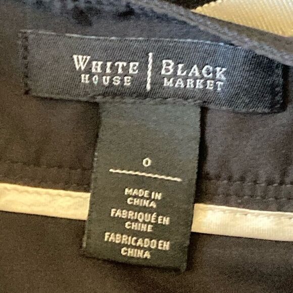 White House Black Market Striped A-Line Skirt Black Teal Gray Lined Size 0‎ - Picture 2 of 5